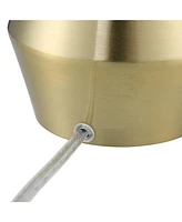 Marty Modern Glam Accent Table Lamps 14 3/4" High Set of 2 Brass Gold Metal Tapered Frame White Fabric Cylinder Shade Decor for Bedroom House Bedside