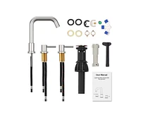 gaomon Bathroom Sink Faucet,Bathroom Faucet 3 Hole with Stainless Steel Pop Up Drain and cUPC Lead-Free Hose