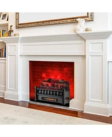 Gymax 20'' Infrared Quartz Electric Fireplace Heater W/ Pinewood Ember Bed Thermostat