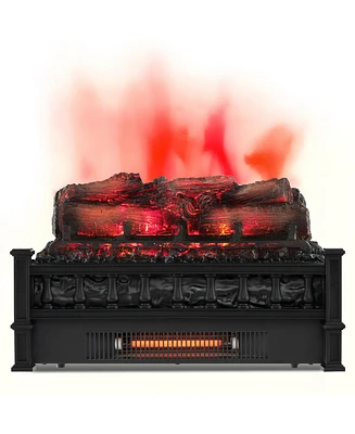 Gymax 20'' Infrared Quartz Electric Fireplace Heater W/ Pinewood Ember Bed Thermostat