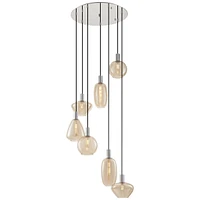 Possini Euro Design Myriad 23 3/4" Modern Pendant Chandelier Ceiling Light Fixture Dining Room Over Table Kitchen Island Foyer Hanging 6-Light Silver