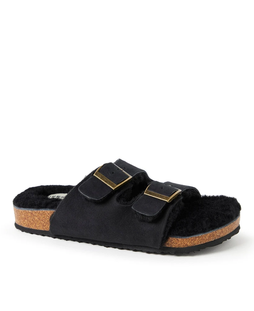 Dearfoams Fireside by Women's Tamworth Genuine Shearling Double Band Sandal