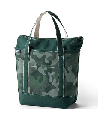 Lands' End Print 5 Pocket Zip Top Canvas Tote Bag