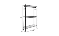 Slickblue 2Tier Rod Closet Organizer Garment Rack Clothes Storage Hanger Shelf Hooks Black