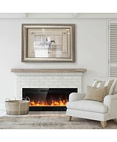 Gymax 50'' Electric Fireplace Recessed and Wall Mounted 750W/1500W W/ Multicolor Flame