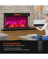 Gymax 36 Inches 3-Sided Glass Electric Fireplace w/ Remote Control Thermostat 9H Timer