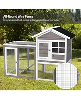 Sugift 2-Story Wooden Rabbit/Dog Hutch with Running Area