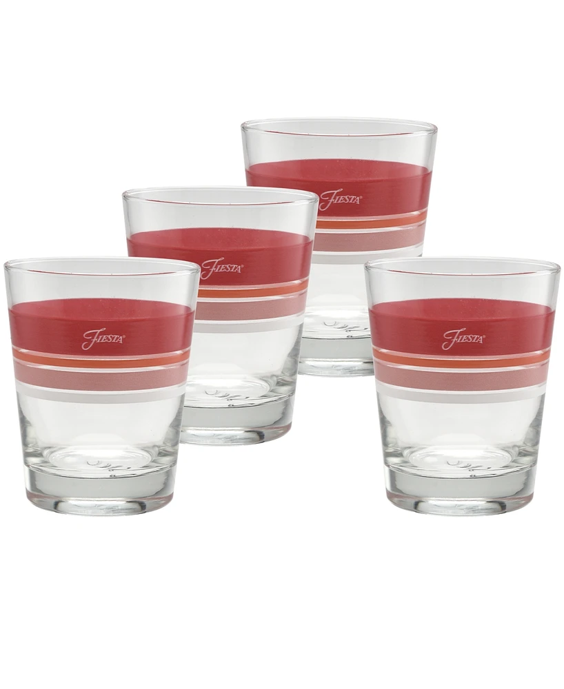 Fiesta Sunset Horizon Edgeline Double Old-Fashioned Glass, Set of 4