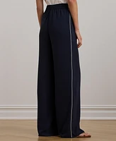 Lauren Ralph Women's Side-Stripe Georgette Wide-Leg Pants