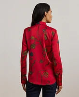 Lauren Ralph Lauren Women's Classic-Fit Print Satin Charmeuse Shirt, Regular & Petite