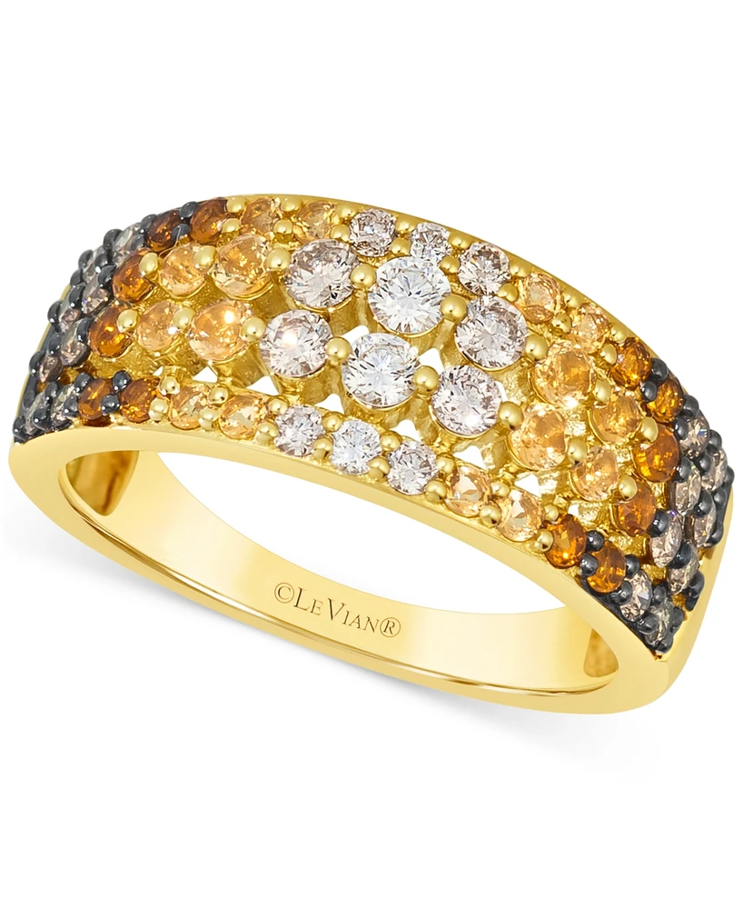 Le Vian Ombre Citrine (1/2 ct. t.w.) & Diamond (5/8 ct. t.w.) Four Row Statement Ring in 14k Gold