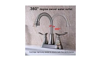 Slickblue 2-Handle 4-Inch Brushed Nickel Bathroom Faucet for Vanity Sinks, Complete with Pop-Up Drain and Supply Hoses