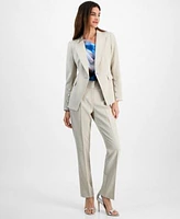 Tahari Asl Womens One Button Blazer Cowlneck Blouse Pants