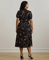 Lauren Ralph Lauren Plus Size Belting-Print Georgette Dress