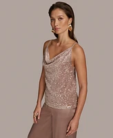 Donna Karan New York Women's Cowl-Neck Sequin Tank Top