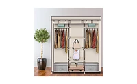 Slickblue 69" Portable Clothes Closet with Non-Woven Fabric and Double Rod for Efficient Storage Organizer