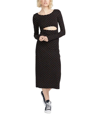 Volcom Juniors' Sential Cutout Long-Sleeve Midi Dress