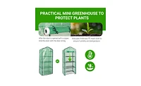 Slickblue Iron Pipe Mini Flower Stand with 4-Layer Grid and Zipper Rolling Door for Pe Cloth Greenhouse