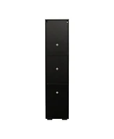 Slickblue Black Side Cabinet with Glass Door and Aluminum Strip Lamp