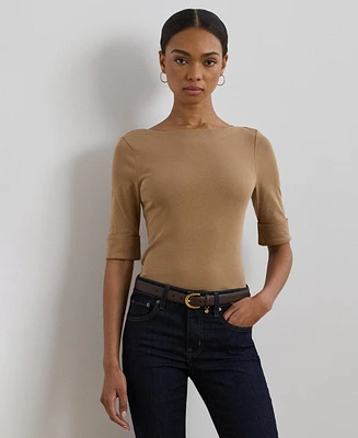 Lauren Ralph Stretch Cotton Boatneck T-Shirt