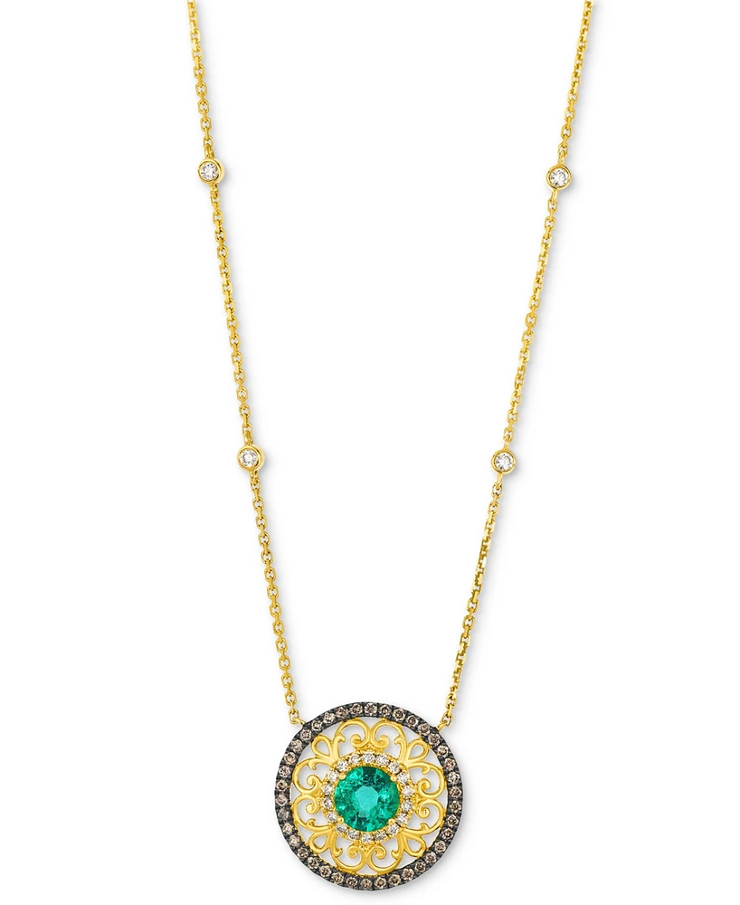 Le Vian Costa Smeralda Emerald (1/2 ct. t.w.), Chocolate Diamond (1/3 ct. t.w.) & Nude Diamond (1/5 ct. t.w.) 19" Adjustable Necklace in 14k Honey Gol