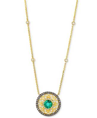 Le Vian Costa Smeralda Emerald (1/2 ct. t.w.), Chocolate Diamond (1/3 ct. t.w.) & Nude Diamond (1/5 ct. t.w.) 19" Adjustable Necklace in 14k Honey Gol