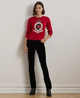 Lauren Ralph Petite Cotton Intarsia-Knit Crest Sweater