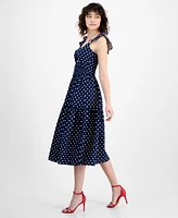 And Now This Women's Dot-Print Cutout Smocked Midi Dress, Exclusively at Macy's