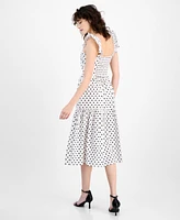 And Now This Women's Dot-Print Cutout Smocked Midi Dress, Exclusively at Macy's