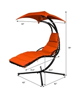 Sugift Hanging Chaise Lounger with Stand and Pillow for Outdoor
