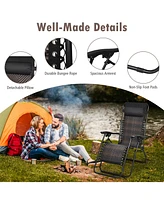 Inolait Sugift 2 Pieces Folding Patio Rattan Zero Gravity Lounge Chair