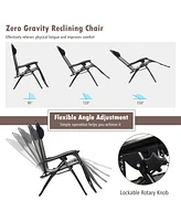 Inolait Sugift 2 Pieces Folding Patio Rattan Zero Gravity Lounge Chair