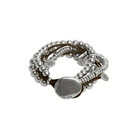 UNOde50 Sterling Silver-plated Leather Rows Bracelet