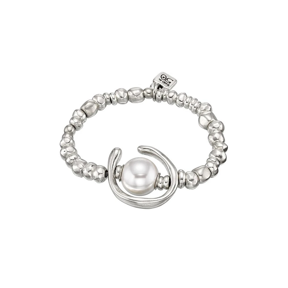 UNOde50 Sterling Silver Round Beads Cultivated Pearl Bracelet