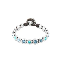 UNOde50 Sterling Silver Murano Crystal Leather Bracelet