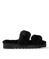 Dearfoams Women's Benalla Genuine Shearling Double Band Fuzzy Slide Slipper