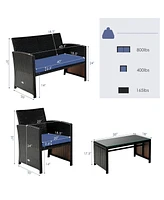 Sugift 4 Pieces Patio Rattan Cushioned Furniture Set