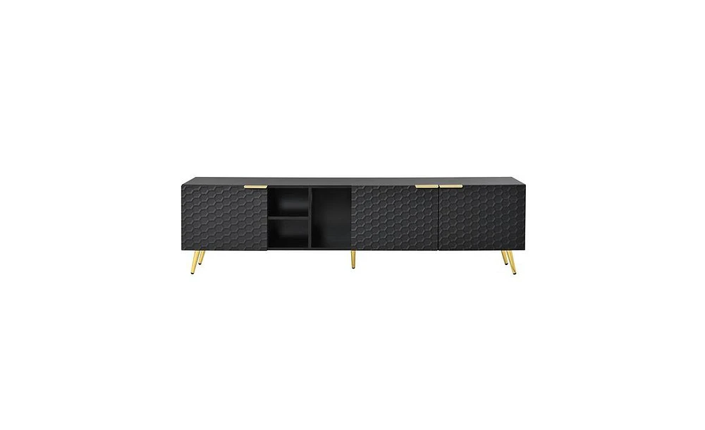 Slickblue Modern Minimalist Geometric Tv Cabinet – Multi-Functional Tv Stand for TVs Up to 80”