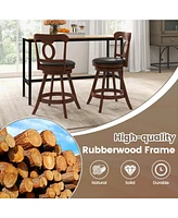Sugift Set of 2 24 Inch Swivel Bar Stools with Footrest