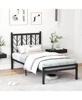 Twin Size Platform Bed with Headboard 11.5" Under Bed Storage Easy Assembly
