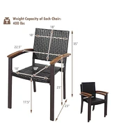 Sugift Set of 2 Outdoor Patio Pe Rattan Dining Chairs