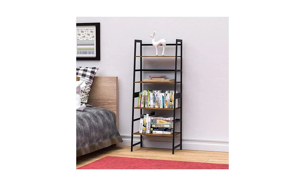 Slickblue 4-Tier Tall Ladder Bookshelf - Modern Open Bookcase for Bedroom, Living Room