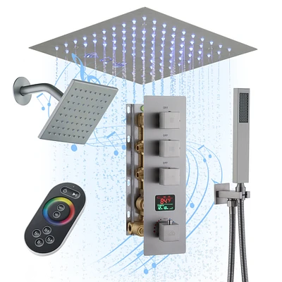 Casainc Digital Display Single Handle 1-Spray Thermostatic Dual Shower Faucet