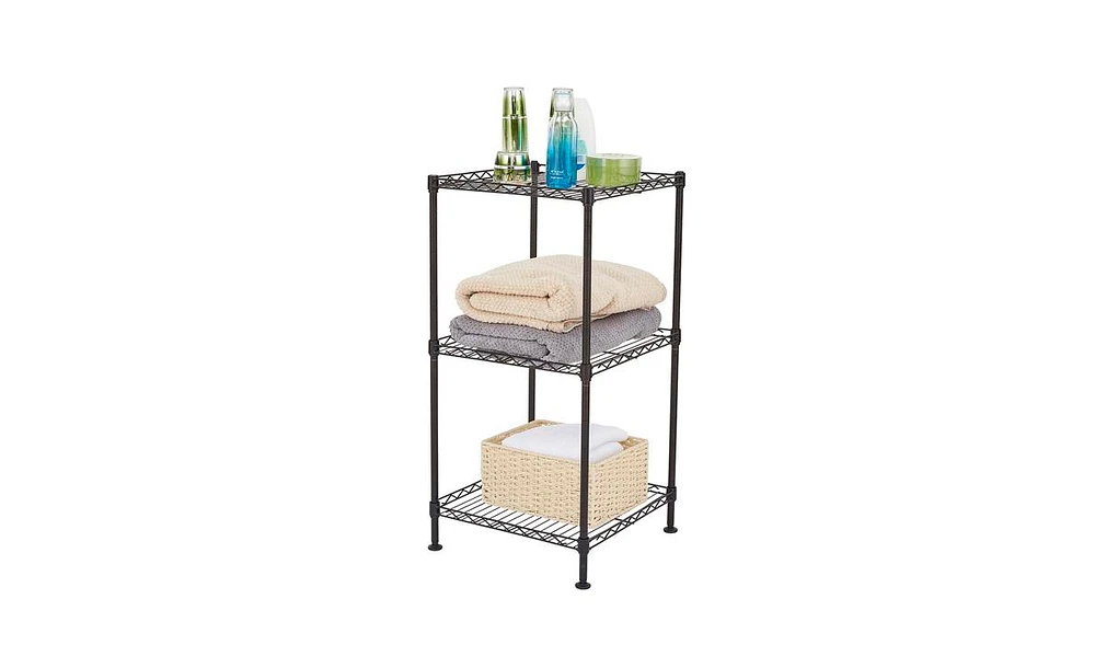 Slickblue Black 3-Tier Wire Shelving Tower for Versatile Storage and Organization