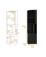 Cairo Corner Bar Cabinet with Double Door Cabinet, Glass Rack, Eight Built-in Wine Rack, Black