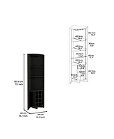 Giza Corner Bar Cabinet, Three Shelves, Eight Built-in Wine Rack, Two Side Dark Brown
