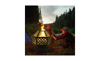 Slickblue 22" Hexagonal Iron Fire Pit, Wood Burning Brazier for Backyard & Poolside Decoration