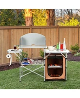 Gouun Foldable Outdoor Bbq Portable Grilling Table with Windscreen Bag