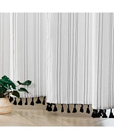 Stripe Shower Curtain with Tassels, Black/White, 72"X72"