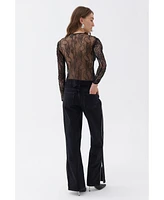 Nocturne Women's Boyfriend Jeans with Side Combination Zipper